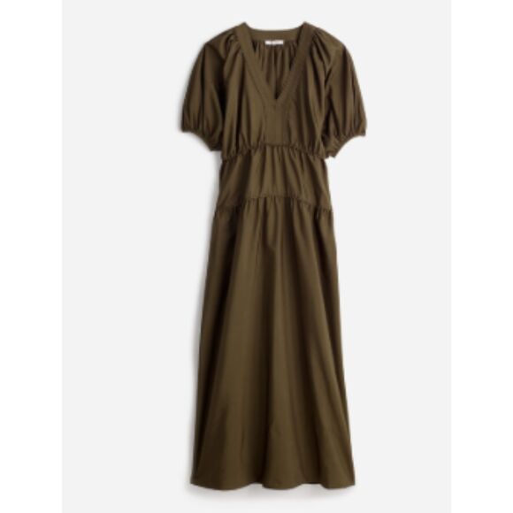 NWT Madewell Puff-Sleeve Midi Dress in Poplin - Picture 3 of 4